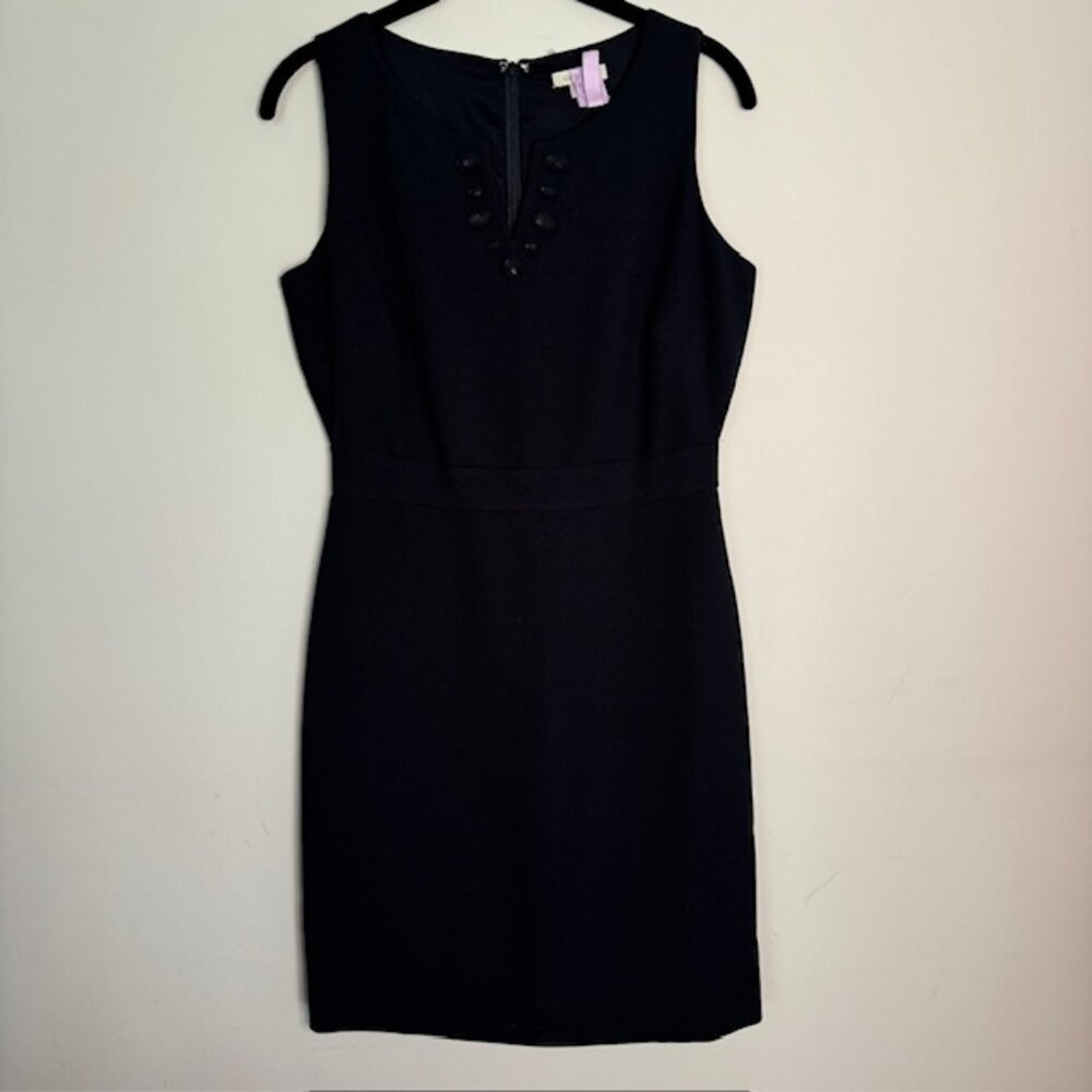 Garnet Hill Navy Blue Sleeveless Dress Jewel Embellished Neck Line Size 6